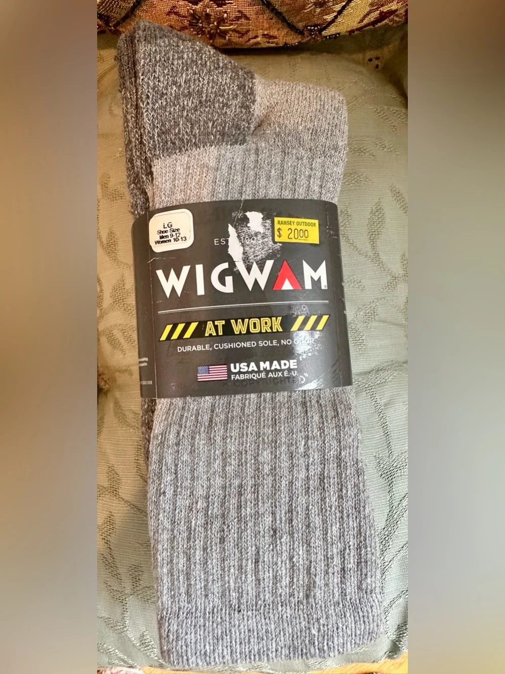 NWT Wigwam Men's Gray Crew Socks - USA Made